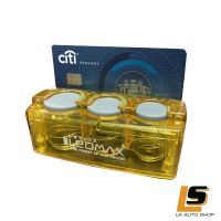 LEOMAX [ที่ใส่เหรียญ 2in1 สีเหลืองใส] -  กล่องใส่เหรียญ-หนีบนามบัตร รุ่นสปริง พร้อมที่หนีบบัตร 2in1 รุ่น CH-1146 (กล่องสีเหลืองใส)