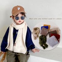 Autumn Winter Scarf for Kids Boy Girl Ins Korean Fashion Solid Color Scraf Wool Cashmere 15x130cm Scarf for 3-12 Year Children