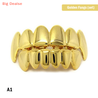 ?Big Dealse ใหม่ที่กำหนดเอง14K ทองชุบ hip hop ฟัน grillz caps TOP BOTTOM Grill Fang set