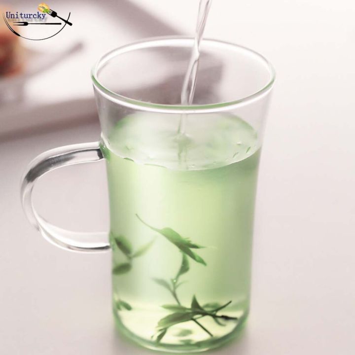 uniturcky-300ml-นมดอกไม้แก้วชาแก้วชาเขียวแก้วใสดื่มถ้วยแก้ว-handmade-โปร่งใส-drinkware-ชุดแก้วกาแฟ