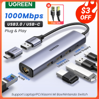 (สินค้าเฉพาะจุด) UGREEN USB Ethernet Adapter 1000100Mbps ฮับ USB3.0 RJ45 Lan สำหรับแล็ปท็อปพีซี Xiaomi Mi Windows USB-C HUB การ์ดเครือข่าย。《 Suggest Order 》