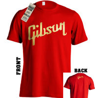 Gibson Gold Metallic Print Tshirt Guitar Rock Band T-shirt Fender Ibanez Zildjian Music Cotton tops tees