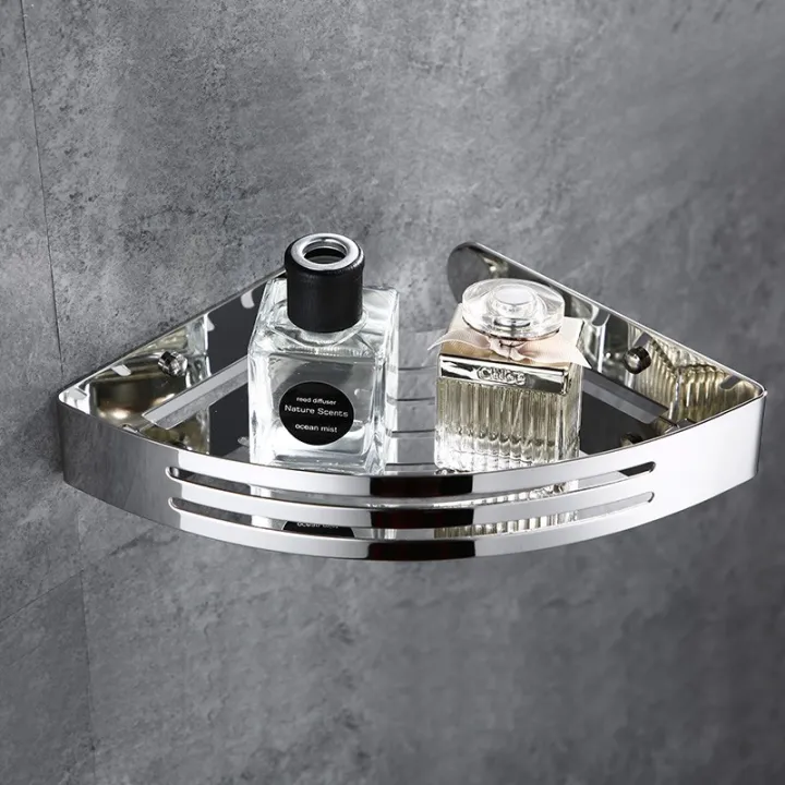 304 Stainless Steel Singlelayer Triangle Basket Bathroom Corner Rack Storage Wallmounted