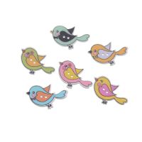 Free Shipping Retail 10Pcs Mixed 2 Holes Cartoon Birds Animal Pattern Wood Sewing Buttons Scrapbooking 19x30mm Haberdashery