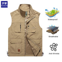 ROMON เสื้อกั๊กผู้ชายเสื้อฤดูร้อนยุทธวิธีบาง Casual Gilet Outwear Multi Pocket ตกปลาเสื้อกั๊กชายใหม่ Chalecos(M-4XL)