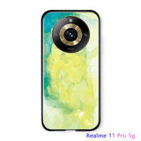 เคส Realme 11 Pro 5G Realme 11 Pro + 5G หรูหราภาพวาดสีน้ำมันหินอ่อนสีรุ้งไล่ระดับสีเคสฝาหลังกระจกเทมเปอร์