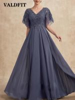 【YF】 Long Chiffon Mother of the Bride Dresses 2023 with Short Sleeves Wedding Party Dress Vestido Invitada Boda 2022