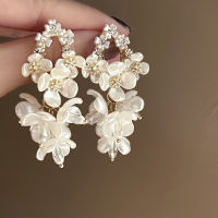 Diamond Shell Flower Vintage Zirconia Long Earrings for women