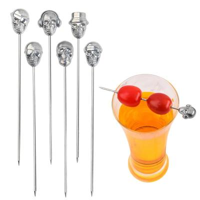 Skull Food Picks Skull Cocktail Picks Martini Picks Stainless Steel Wide Reusable Grilling Skewers Set For Meat Shrimp Chicken