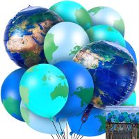34pcs Earth Balloon World Map Latex Balloon Garland for Travel Theme for Birthday Space Theme Party Earth Day Teaching Supplies