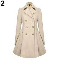 ผ้าคลุมไหล่ผู้หญิงแขนยาวฤดูหนาว Parka Coat Trench Outwear Jacket ทำงาน