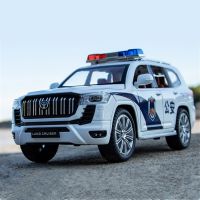 1:24 TOYOTA Prado LC300 SUV Alloy Police Car Model Diecast Metal Toy Off-road Vehicles Car Model Sound and Light Childrens Gifts