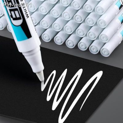 5 Pcs White Paint Marker Set 1.0mm Fine Tip Oily Permanent Paint for Rock Fabric Wood Metal Glass Canvas Tires Graffiti