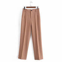 PSEEWE Za  Spring Womens Pants Dart High Waist Wide Leg Trousers For Female Fashion Camel Suits Elegant Woman Office Pants