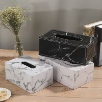 Ever Perfect Modern Marble Rectangle Faux Leather Tissue Box Napkin Toilet Paper Holder Case Dispenser Home Decoration Tissue Holders