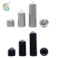 50pcs M2.5 M3 M4 M5 M6 DIN914 304 stainless Black grade 12.9 steel Hex Hexagon Socket Cone Point Grub Set Screw Tapered End Bolt Nails Screws Fastener