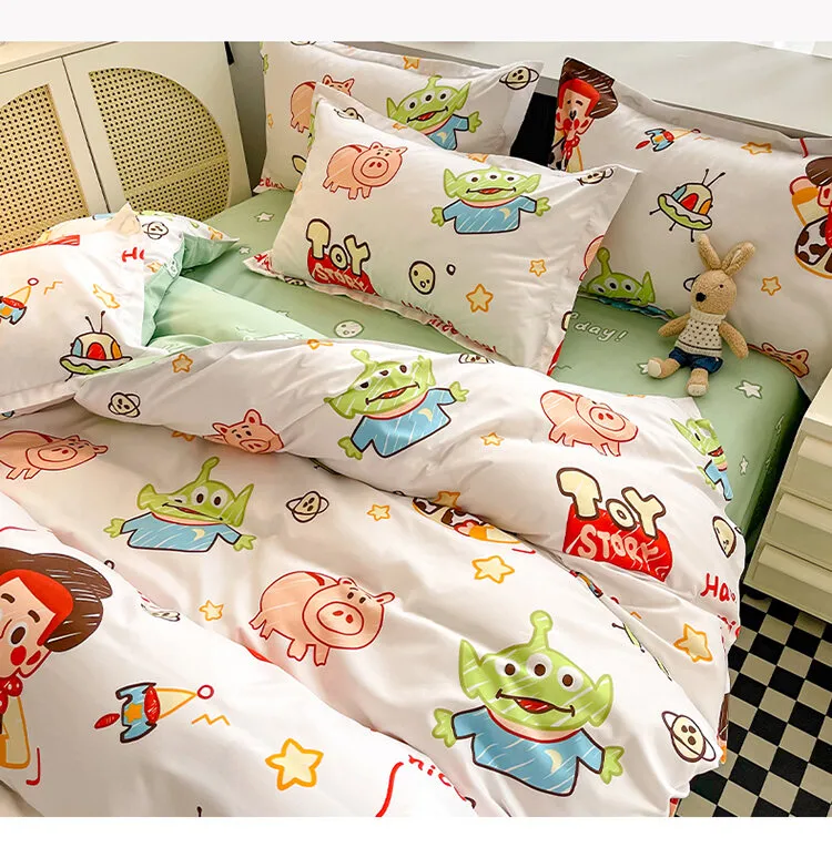 Toy Story 4-Piece Bedding Set Woody Pig Cartoon Duvet Cover Bed Sheet  Disney Three-Piece Set Dormitory Bedroom Bedding | Lazada