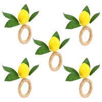 Lemon Napkin Rings Set,Lemon Vine Napkin Rings,Dinning Table Setting Napkin Holder for Home,Dining Table,Holiday Decor