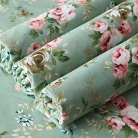 Pink Flower Canvas Fabric Prints Patchwork For DIY Handbag Pillow Cover Cotton Fabric Breathable D30