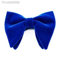 ☢► Mens Business Bow Tie Velvet Royal Blue Burgundy Double Deck Big Bowtie Fashion New Mens Wedding Horns Bowties Gifts for Men