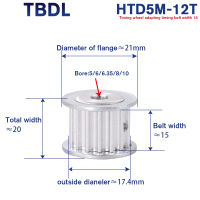 HTD5M 12T รอกสายพานไทม์มิ่ง5/6/6.35/8มม. เจาะรอกเกียร์10ฟัน5M12T 15มม. กว้างลูกรอกเกียร์อลูมิเนียมสำหรับเครื่อง CNC