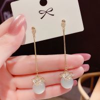 [COD]S925 silver needle advanced sense of opal pearl earrings earrings cold wind opal eardrop temperS925 ต่างหูโอปอลเข็มเงินคุณภาพสูงต่างหูอารมณ์ต่างหูโอปอลสไตล์เย็น