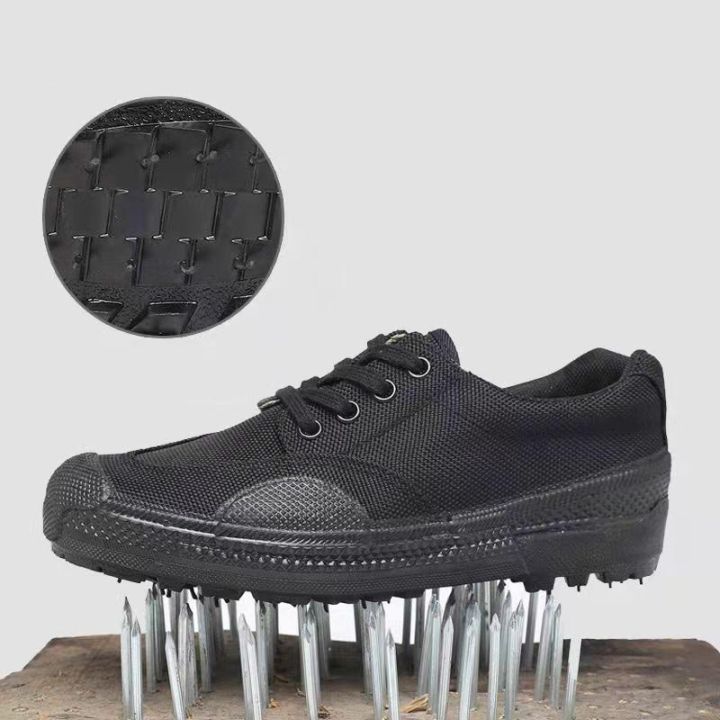 รองเท้าเซฟตี้หัวเหล็ก-พื้นเหล็ก-รองเท้าไซต์ก่อสร้าง-หลักฐานการเจาะ-สีดำ-38-45-ไม่มีกล่อง-men-shoes