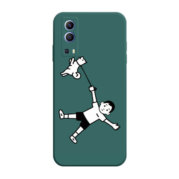 เคส-vivo-y52-5g-case-การ์ตูนด็อก-เคสกันกระแทกซิลิโคนเหลวแบบเต็มรูปแบบต้นฉบับสี่เหลี่ยมจัตุรัสตัวป้องกันกล้องด้านหลัง