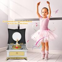 Classical Music Box Christmas Gift Rotating Heart-Shaped Jewelry Storage With Mirror Girl Lovely Ballerina Birthday Music Box