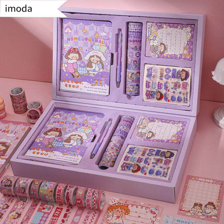 imoda Cute Cartoon Sticker Gift Box Set Nonsticky Note Paper Cutter