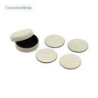 XIAO TUO ครัว Curated Home Island Coasters Faux Shagreen (ชุด4ชิ้น)-สีเขียว