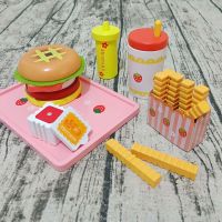 Kitchen Wooden Simulation Strawberry Hamburger Toys Set Kitchen Food Toys for Kids Pretend Playset