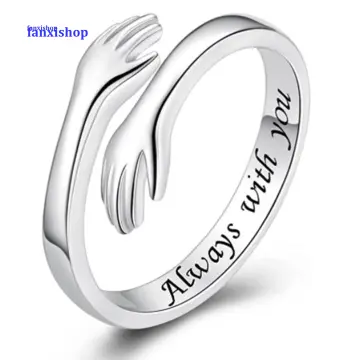 Adjustable Hugging Hands Alloy Ring in Gold and Silver - Symbolic