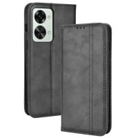 SmartPhonemall For OnePlus Nord 2T Magnetic Buckle Retro Crazy Horse Leather Phone Case(Black)