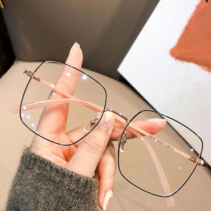 แว่นกรองแสง-กรองแสงและกันuv400-2in1-ทรงสแควร์-anti-uv-แว่นตาสำหรับ-unisex-anti-blue-light-แว่นตาคอมพิวเตอร์แว่นตากรอบโลหะ