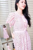 SP267P : Blush Guipure Dress เดรสลูกไม้แขนสั้น