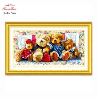 ❒卐 NeedleworkCross stitchSets For Embroidery kits DIY DMC family of bears picture Patterns Counted Cross-StitchingChristmas art