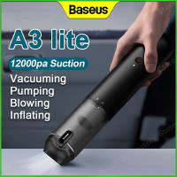 Baseus A3 Lite 12000Pa รถดูดฝุ่นปั๊มลมไร้สายแบบพกพารถดูดฝุ่นรถยนต์โฮมออฟฟิศมินิเครื่องดูดฝุ่น