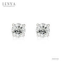 Lenya Jewelry ต่างหูเงินแท้ 925 ชุบโรเดียม ประดับด้วยเพชร DiamondLike เม็ดใหญ่กึ่งกลาง สื่อความหมายถึงความงาม ความสัมพันธ์ ความถวิลหาอันเป็นนิรันดร์