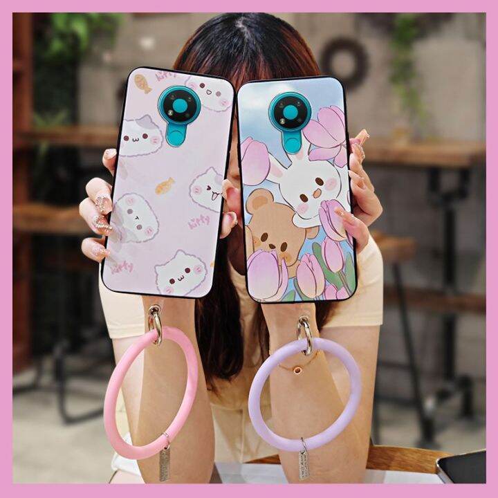 texture-youth-phone-case-for-nokia-3-4-cute-creative-trend-luxurious-ring-taste-couple-hang-wrist-liquid-silicone-funny