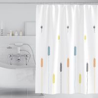 ✵✣卍 Waterproof Wheat Ear Modern Simple Hotel Bathroom Polyester Shower Curtain Free Hook