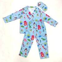 ชุดนอนผ้าไหมเกาหลีของเด็กแขนขายาวแถมผ้าปิดตาใส่ได้ 90-120 ซม.#kidspajamas# kids sleep wears