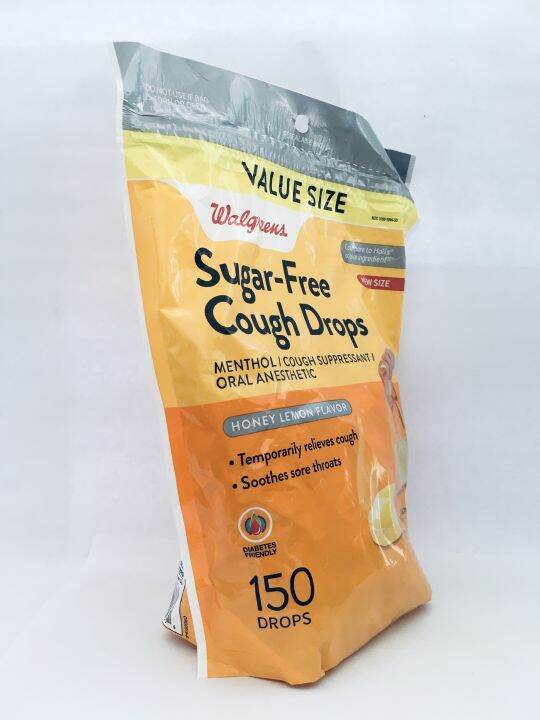 Walgreens Sugar Free Cough Drops Honey Lemon 150 drops Expiry date 4