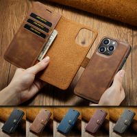 Funda De Cuero Magnética Desmontable สำหรับ Iphone, Carcasa Con Tarjetero Para Modelos 12, 13, 11, 14 Pro Max, XS, XR, X, SE, 2022, 8, 7, 6S Plus