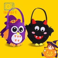 LKMART ผ้าไม่ทอ ถุงขนมฮาโลวีนแบบทำมือ ค้างคาวผีผี แบบพกพาได้ DIY Trick or treat BAG สร้างสรรค์และสร้างสรรค์ กระเป๋าถือแบบถือ อนุบาลอนุบาล