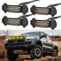 4PCS Raptor-style ed Lens Amber grille light LED For 2016-up Toyota Tacoma wTRD Pro Grill ONLY, Front Grille Lighting 12V