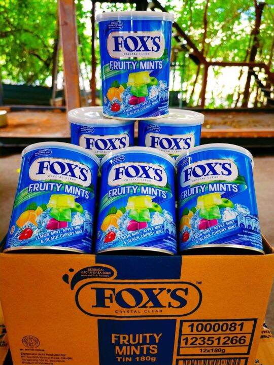 ลูกอม-foxs-ลูกอมฟ๊อกซ์-ลูกอมรสผลไม้-กระป๋อง180g-foxs-crystal-clear-ลูกอมคริสตัลเคลียร์-ลูกอมรสเบอร์รี่-ลูกอมรสมิ้นท์