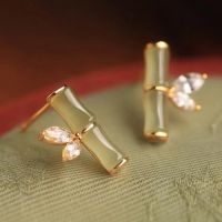 Hotan Jade s925 Silver Bamboo Knot Earrings Female Minor Designers Premium Antique Earrings Gift 4XTT