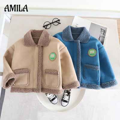 AMILA เสื้อแจ็คเก็ตชุดขนแกะติดซิปสั้นหนาสำหรับเด็ก,เสื้อคลุมฤดูหนาวแฟชั่นใหม่เสื้อโค้ทเก็บความร้อน
