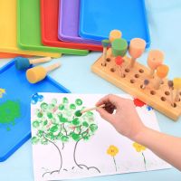 4 Pcs Sponge Yellow Paint Brush Wooden Handle Painting Graffiti Kids DIY Doodle Toys Art Children 39;s Painting Tool Drawing Toys